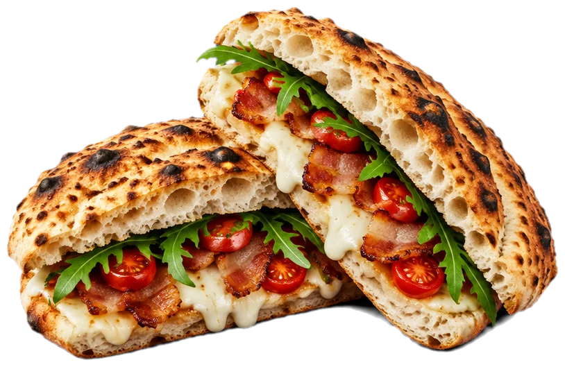 Panuzzo napolitain mozzarella, pancetta et roquette